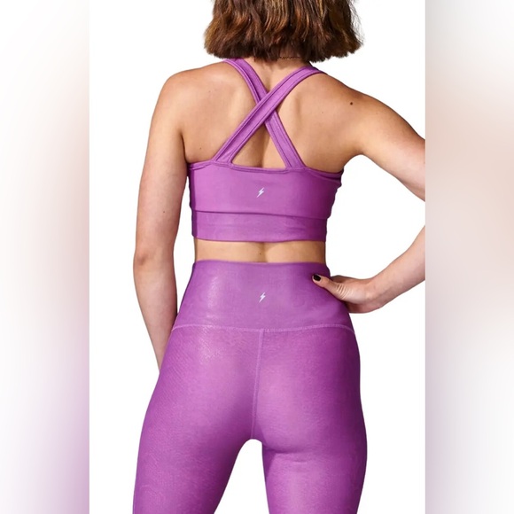 Electric Yoga Large Python Magenta Activewear Sports Bra & Leggings Set Outfit - Picture 10 of 12